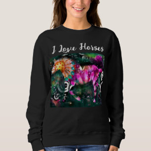 I Kärlek Horses Abstrakt Whimsical Horse Painting T Shirt