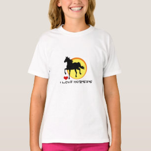 I Kärlek Horses & Black Horse Running / Horticultu T Shirt