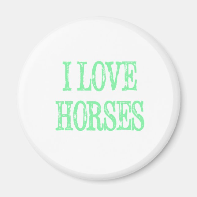 I Kärlek Horses Blek Grönt Magnet (Framsidan)