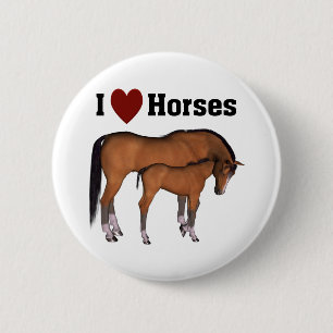 I Kärlek Horses Button Knapp