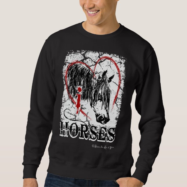 I Kärlek Horses Lång Ärmad Tröja (Framsida)
