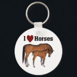I Kärlek Horses Nyckelring<br><div class="desc">Om du kärlek hästar eller vet en djurälskare som gör det är det en underbar gåva till hästälskare. Den här bilden visar häst och hylsa och ord I kärlek hästar.</div>