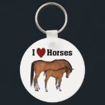 I Kärlek Horses Nyckelring<br><div class="desc">Om du kärlek hästar eller vet en djurälskare som gör det är det en underbar gåva till hästälskare. Den här bilden visar häst och hylsa och ord I kärlek hästar.</div>