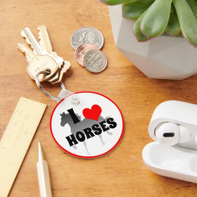 I kärlek Horses & Red Heart, Horticulture/Keychain Nyckelring (Skrivbord)