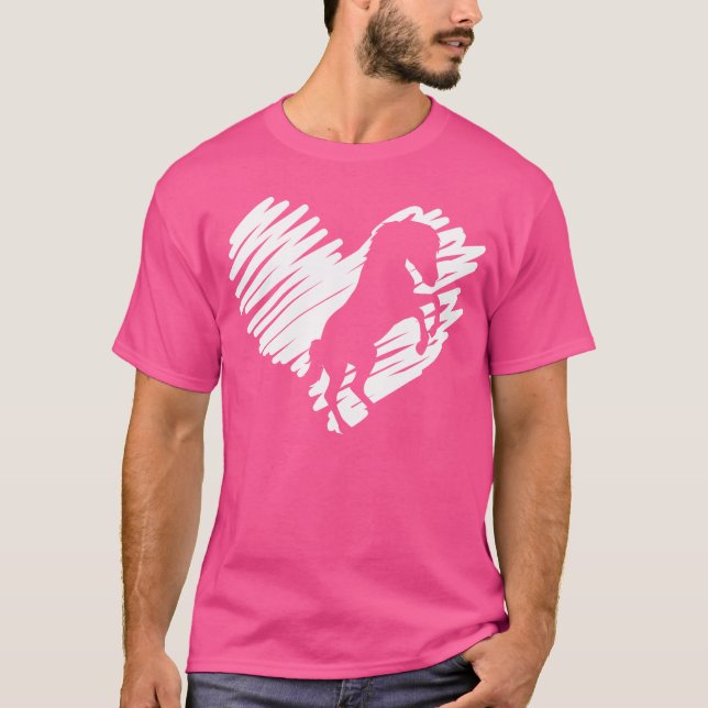 I Kärlek Horses retro T Shirt (Framsida)