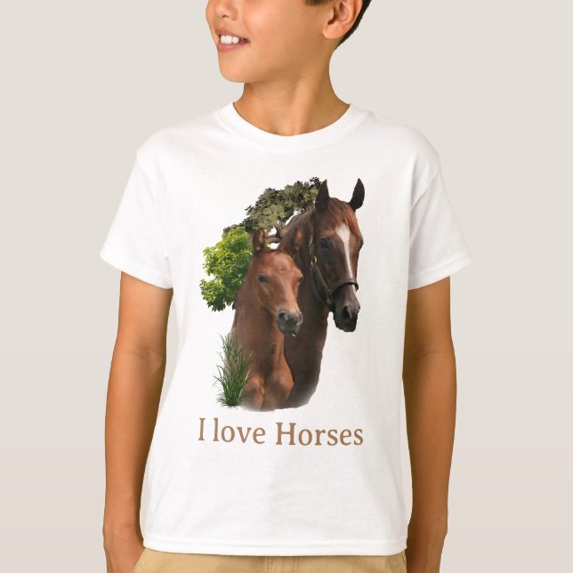 I kärlek Horses T Shirt (Framsida)