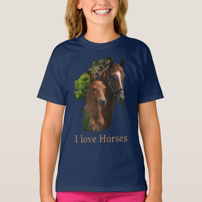 I kärlek Horses T Shirt (Framsida)