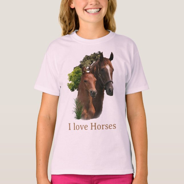 I kärlek Horses T Shirt (Framsida)