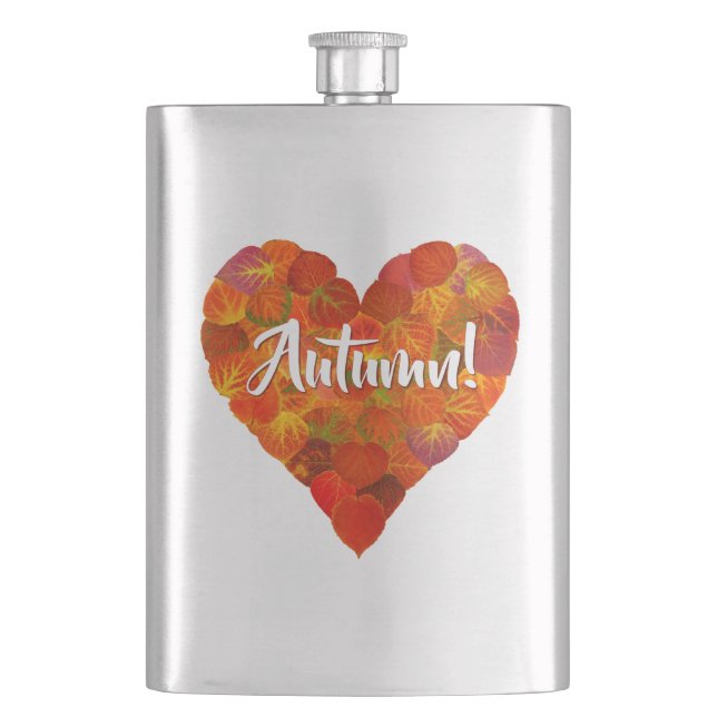 I Kärlek Höst, fetstil - Röda Aspen Löv Heart 1 Fickplunta (Framsidan)