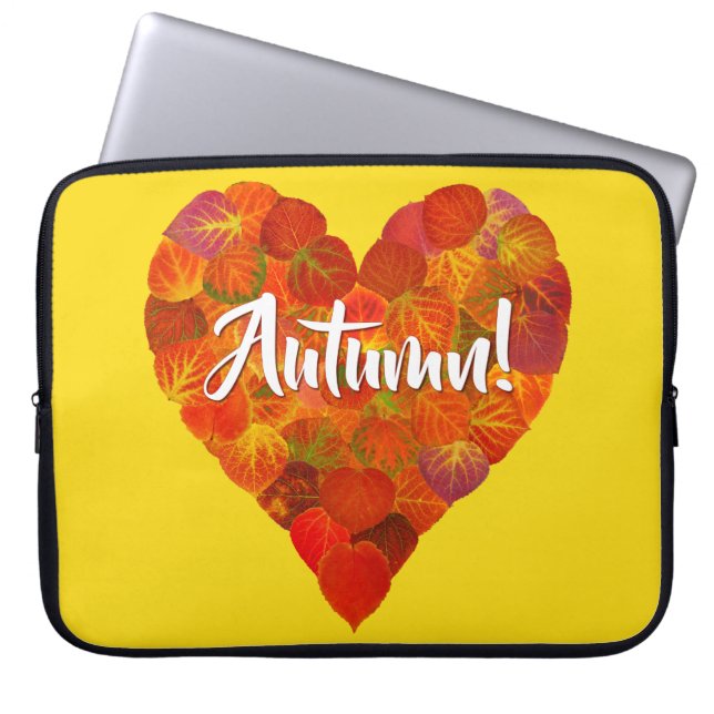 I Kärlek Höst, fetstil - Röda Aspen Löv Heart 1 Laptop Fodral (Framsidan)