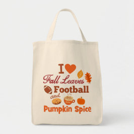 I Kärlek Höst löv Football and Pumpkin Spice. Tygkasse