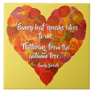 I Kärlek Höst—Red Aspen Löv Heart 1, Brontë Quote Kakelplatta