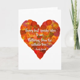 I Kärlek Höst—Red Aspen Löv Heart 1, Brontë Quote Kort