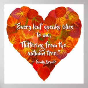 I Kärlek Höst—Red Aspen Löv Heart 1, Brontë Quote Poster