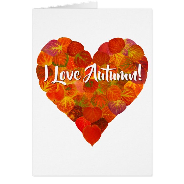 I Kärlek Höst!—Red Aspen Löv Heart 1! Hälsningskort (Framsidan)