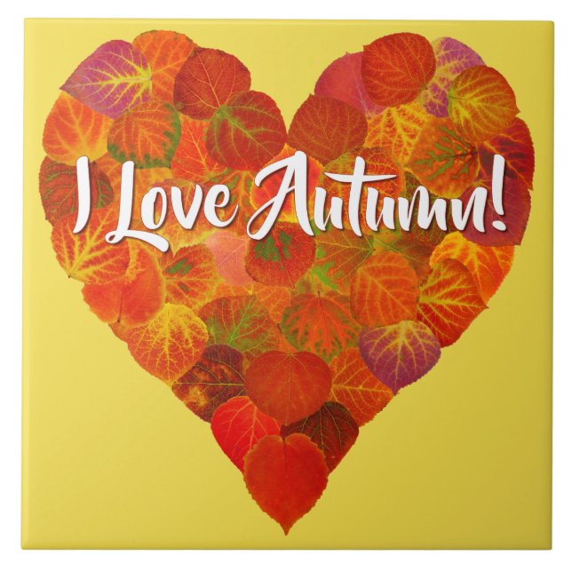 I Kärlek Höst!—Red Aspen Löv Heart 1! Kakelplatta (Framsidan)