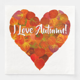 I Kärlek Höst!—Red Aspen Löv Heart 1! Pappersservett