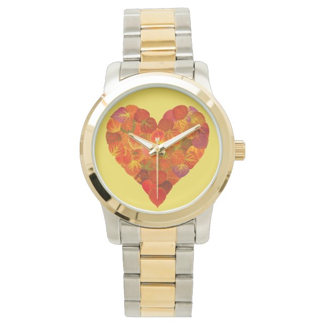 I Kärlek Höst, subtil - Red Aspen Löv Heart 1 Armbandsur (Framsida)