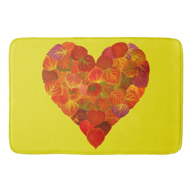 I Kärlek Höst, subtil - Red Aspen Löv Heart 1 Badrumsmatta (Framsidan)