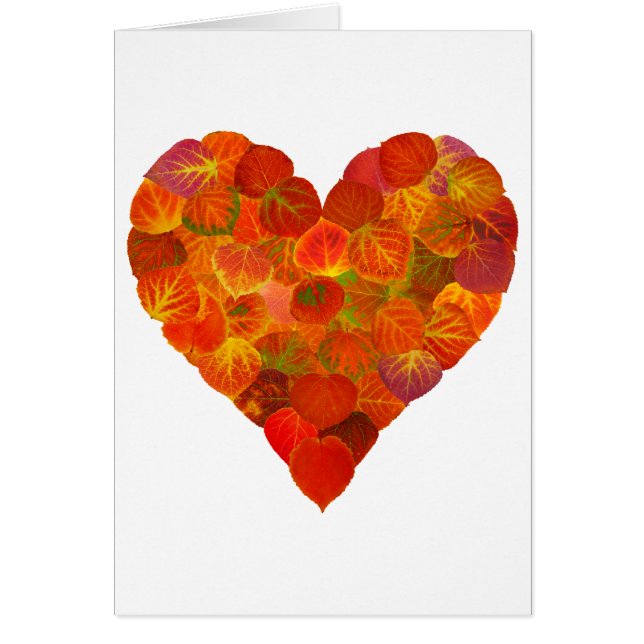 I Kärlek Höst, subtil - Red Aspen Löv Heart 1 Hälsningskort (Framsidan)