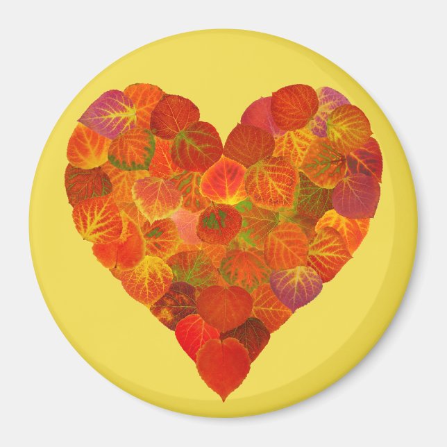 I Kärlek Höst, subtil - Red Aspen Löv Heart 1 Magnet (Framsidan)