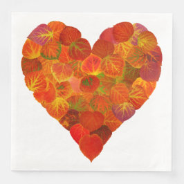 I Kärlek Höst, subtil - Red Aspen Löv Heart 1 Pappersservett