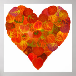 I Kärlek Höst, subtil - Red Aspen Löv Heart 1 Poster