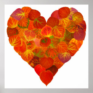 I Kärlek Höst, subtil - Red Aspen Löv Heart 1 Poster