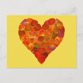 I Kärlek Höst, subtil - Red Aspen Löv Heart 1 Vykort