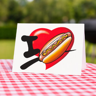 I Kärlek Hotdog Greeting Cards Kort