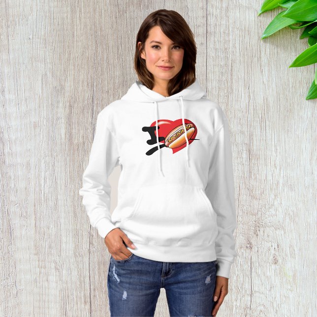 I Kärlek Hotdog Womens Hoodie T Shirt (Skapare uppladdad)
