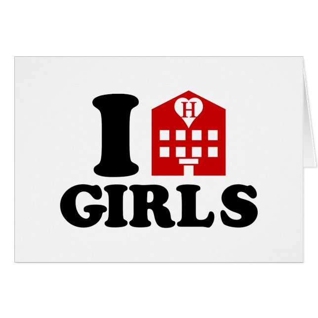I Kärlek Hotel Girls Hälsningskort (Framsidan Horizontal)
