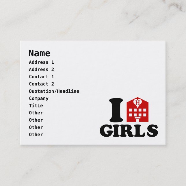 I Kärlek Hotel Girls Visitkort (Framsida)