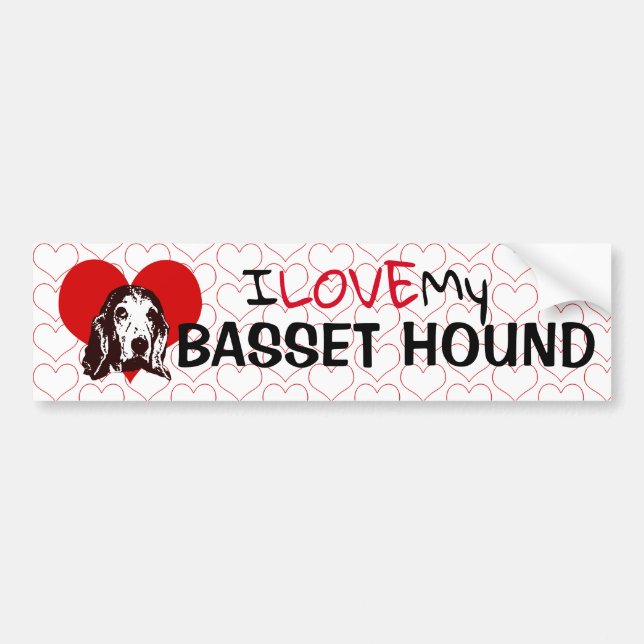 I Kärlek Hound Hearts, min basset Hound Hearts Bildekal (Framsidan)