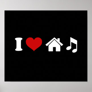 I Kärlek House Music Black Poster | Ibiza Dancing