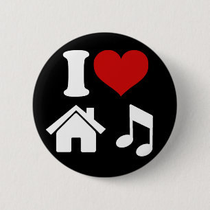 I Kärlek House Music Button Ibiza DJ Dancing Pa Knapp