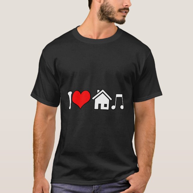 I Kärlek House Music Electronic Music T Shirt (Framsida)