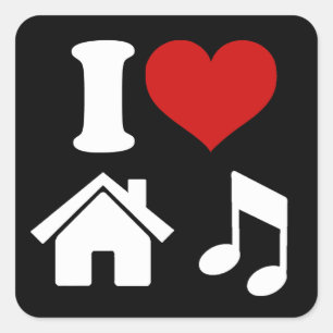 I Kärlek House Music Fyrkantigt Klistermärke