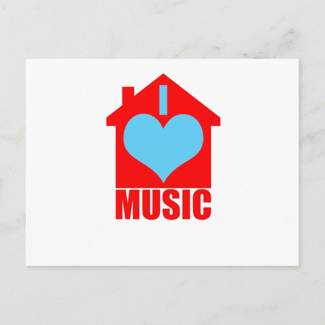I Kärlek House Music - Heart House Vykort (Framsida)