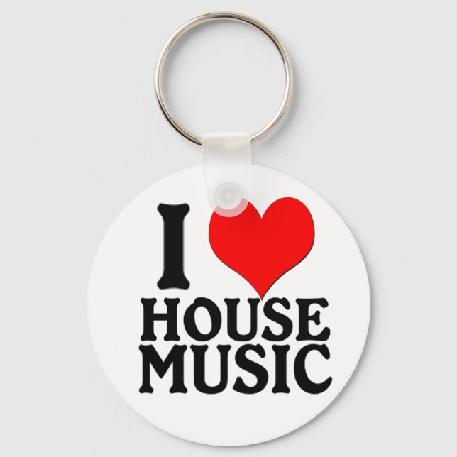 I Kärlek House Music Keychain Nyckelring (Framsida)