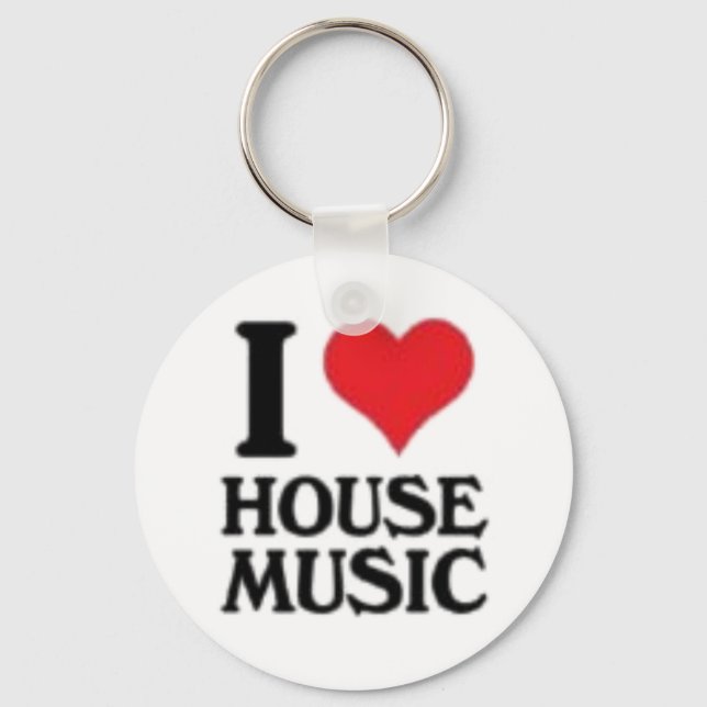 I Kärlek House Music Keychain Nyckelring (Framsida)