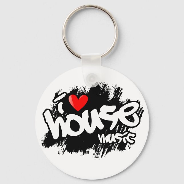 I Kärlek House Music Nyckelring (Framsida)