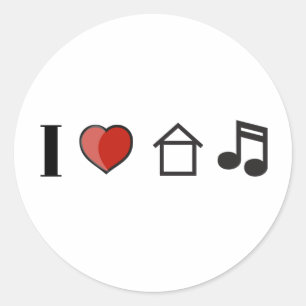I Kärlek House Music Runt Klistermärke