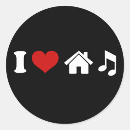 I Kärlek House Music Sticker Runt Klistermärke