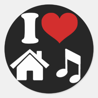 I Kärlek House Music Sticker Runt Klistermärke