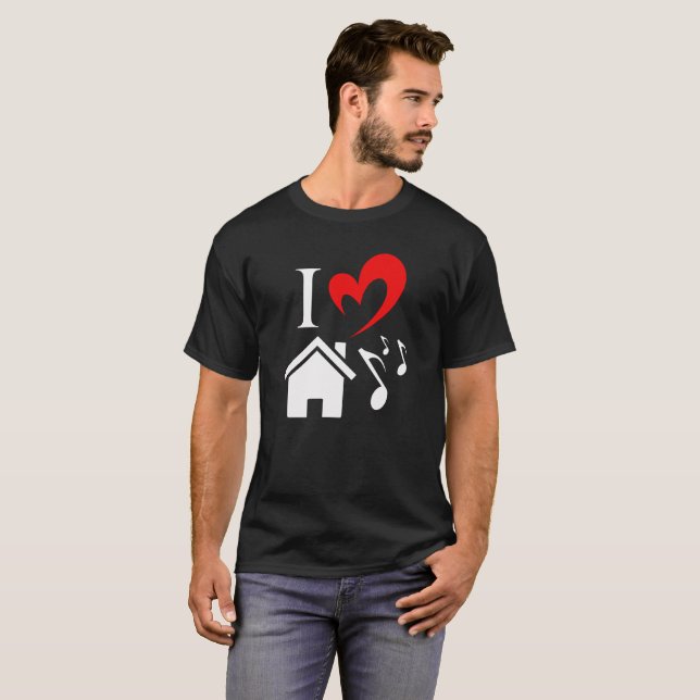 I Kärlek House Music Valentines day T Shirt (Hel framsida)