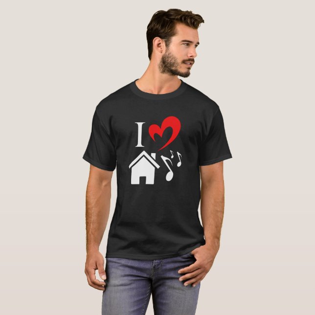 I Kärlek House Music Valentines day T Shirt (Hel framsida)