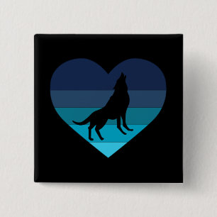 I Kärlek Howling Vargars Retro Heart Knapp
