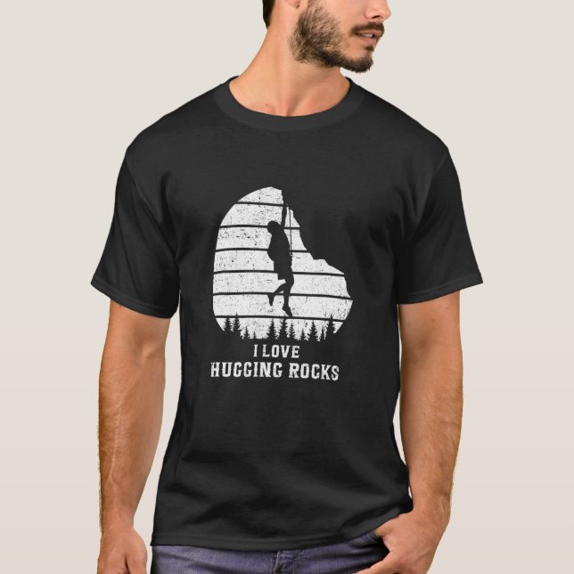 I Kärlek Hugger Sten Bouldering Sten Boulder Klipp T Shirt (Framsida)