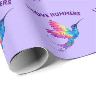 I Kärlek Hummers Exotic Rainbow Hummingbird Flygan Presentpapper